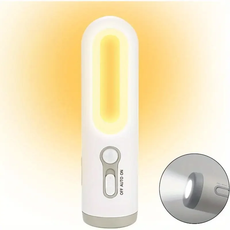 Tragbare 2-in-1-Taschenlampe mit Bewegungsmelder, Nachtlicht, Schlafzimmer, Badezimmer, Lesen, Camping, Beleuchtung, Babyfütterung, Augenpflege, Nachttischlampe