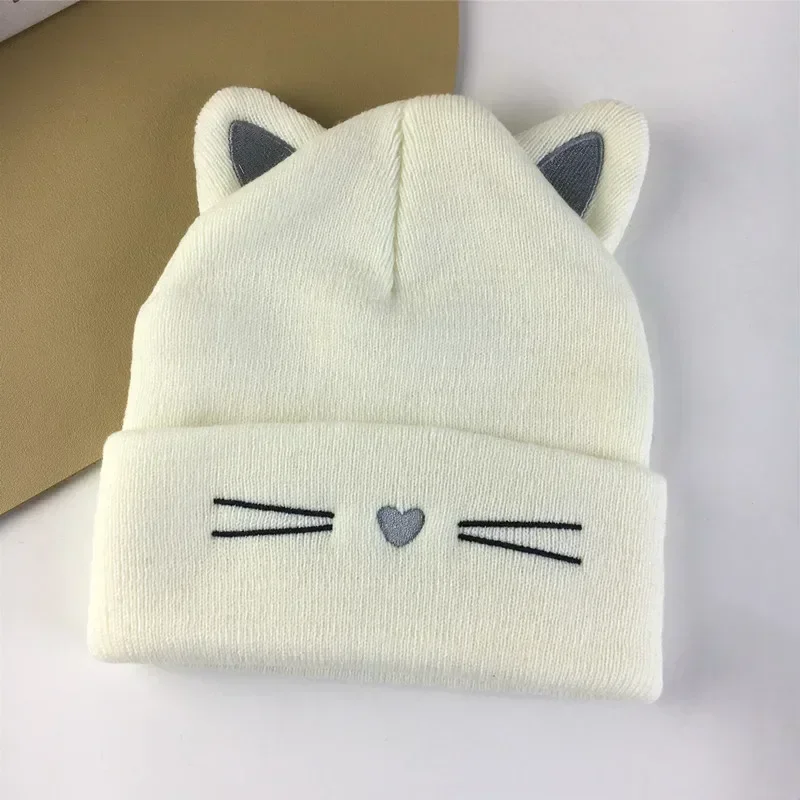 Gorro de otoño e invierno para niños pequeños, gorro de gato con animales encantadores de estilo europeo para niños pequeños y niñas, gorro elástico cálido para bebés de 1 a 5 años