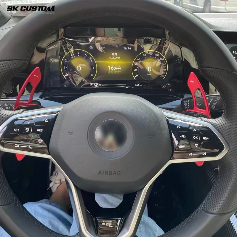 SK カスタムフォルクスワーゲンゴルフ 8 MK8 GTI RLine アクセサリー車のアルミステアリングホイールパドルシフター車内修正