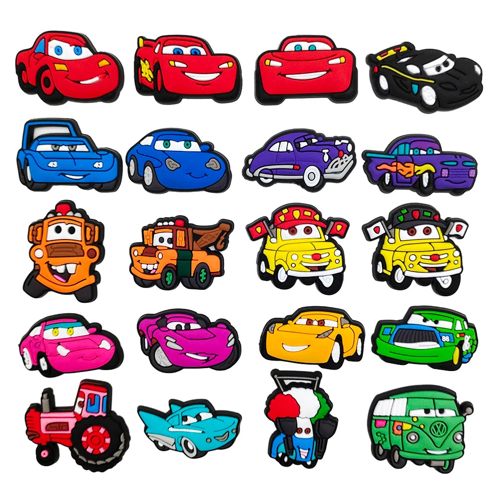 20 ciondoli per scarpe serie MINISO Racing Car per sandali diapositive, accessori per decorazioni per scarpe in PVC per regalo di compleanno di Natale