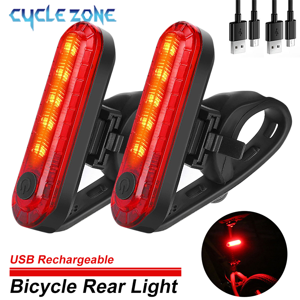 Luces traseras de bicicleta recargables por USB, 2 piezas, luz trasera de ciclismo, resistente al agua, luz de advertencia de seguridad para conducción nocturna, accesorios para bicicleta