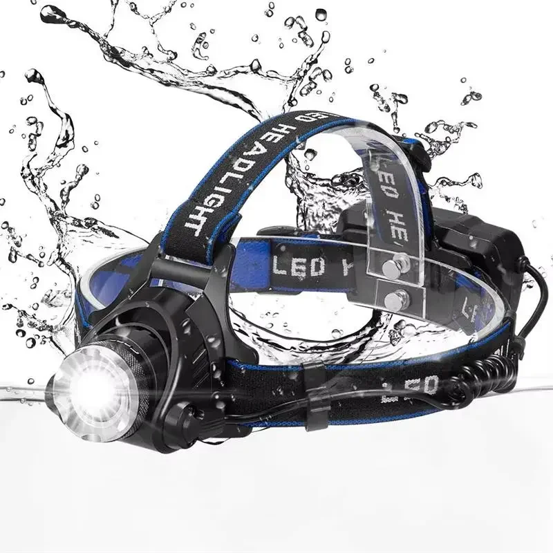 Bright Powerful LED Rechargeable Headlamp 3 Lighting Modes Telescopic Flashlight ZoAom Fishing Headlamp Camping Bicycle Torch