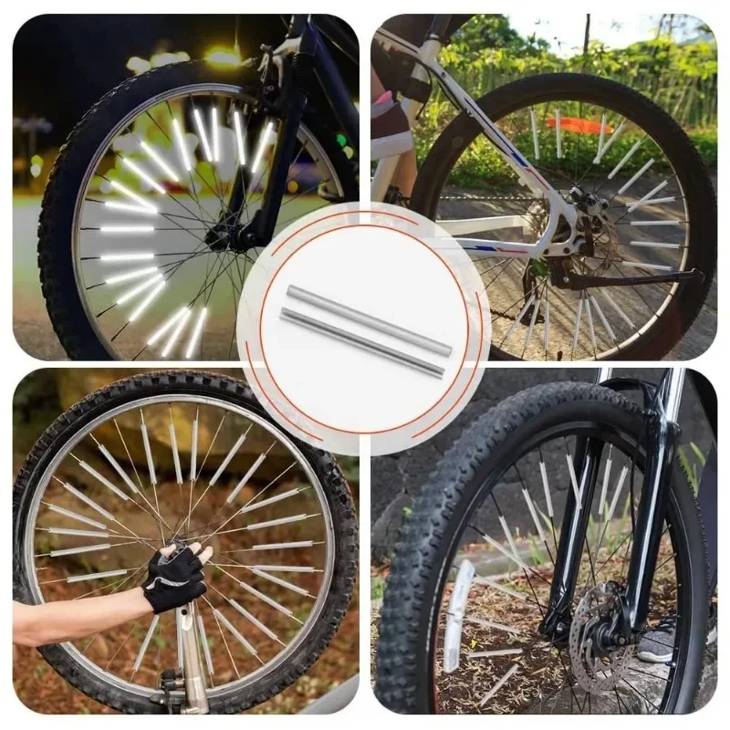 Tube Warning Strip 12Pcs Reflective Mount Clip  Bicycle Wheel Spoke Reflector Stripe Steel Wire Lamp MTB Bike Reflector Light