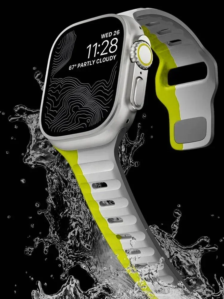 Apple Watch 밴드 용 부드러운 실리콘 스트랩 Ultra 2 49mm 44 45mm 42mm 41 42mm 스포츠 시계 밴드 iwatch Serise SE 4 5 6 7 8 9 팔찌