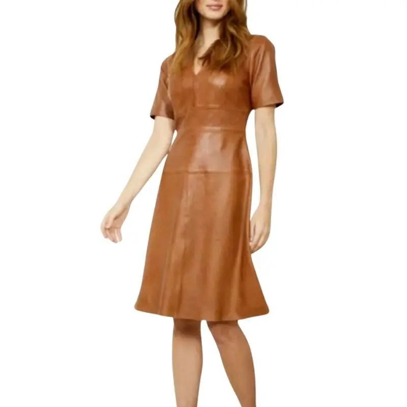 Sexy Kleid für Damen, 100 % echtes Lammleder