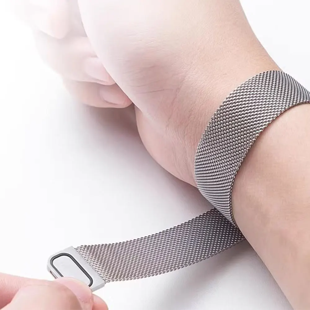 Milanese Loop สําหรับ Apple Watch Band 49 มม.44 มม.40 45 มม.41 มม.สร้อยข้อมือสแตนเลสโลหะ Iwatch Series 10 46 มม.42 มม.Ultra2