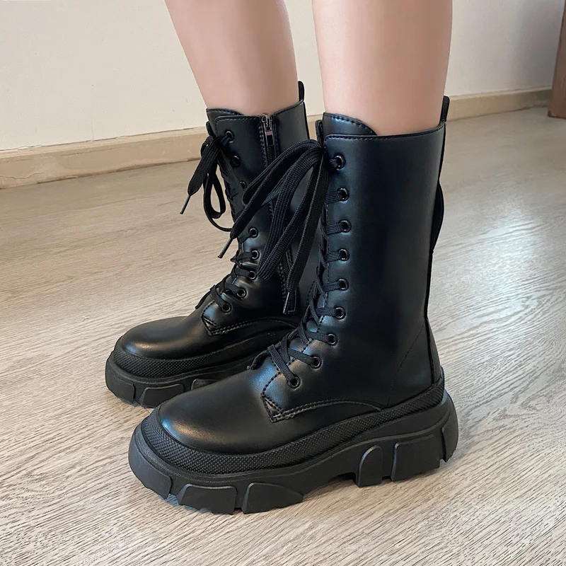 Sepatu Bot Platform Modis Wanita 2021 Sepatu Bot Sol Tebal Merek Baru Sepatu Hak Tinggi Chunky Pesta Kasual Wanita untuk Wanita Botas Mujer
