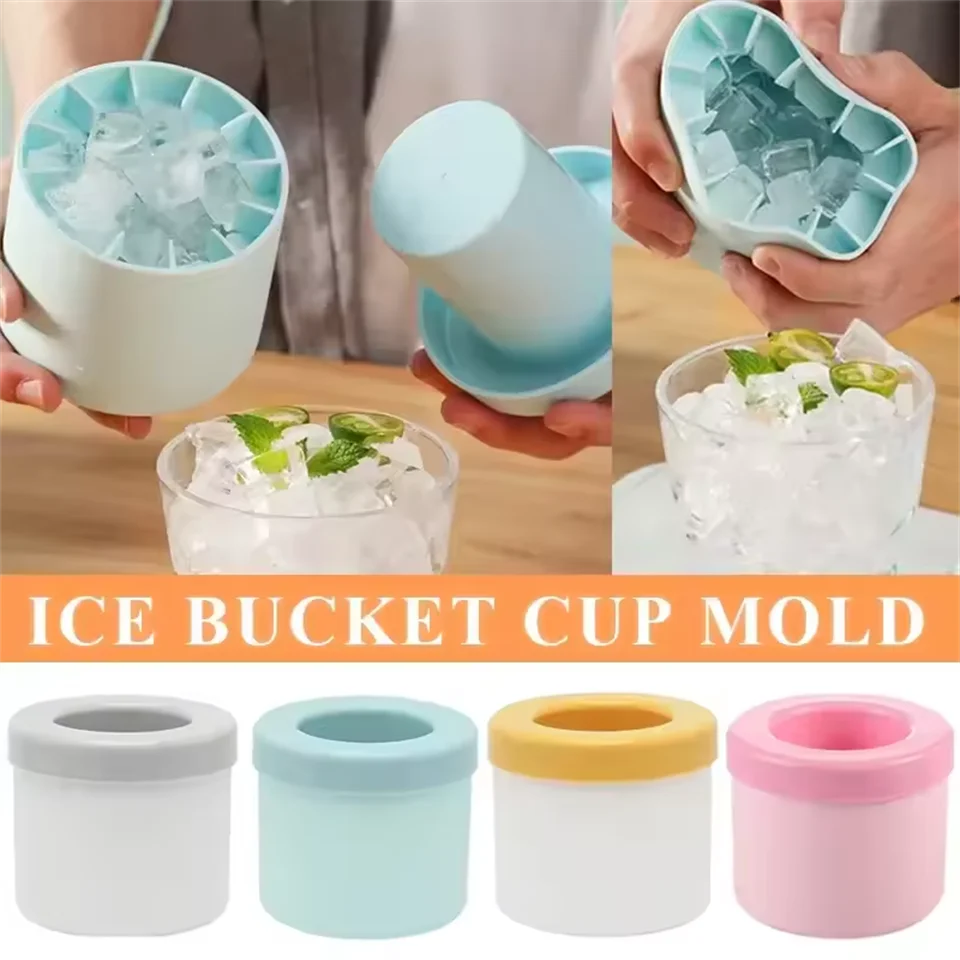 Cilindro de silicone de qualidade alimentar, treliça de gelo, molde para fazer gelo, amassar música, balde de gelo, caixa de armazenamento de gelo, copo de gelo, congelamento rápido