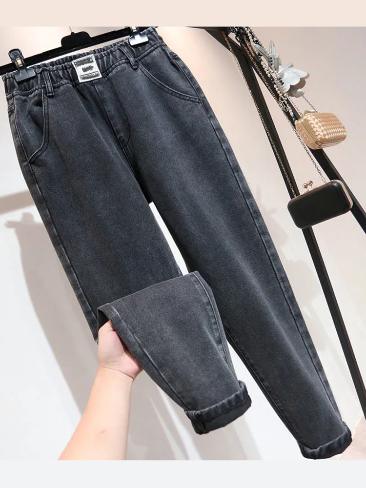 ビッグサイズ 5xl ハイウエストハーレムジーンズ足首までの長さのヴィンテージストレートデニムパンツだぶだぶ Vaqueros 新しいズボン女性カジュアル Spodnie