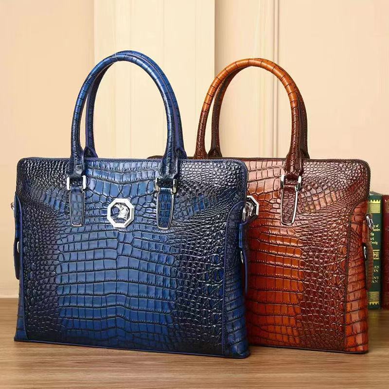 Maletín de marca SENOFAN, bolso de negocios Retro de cuero genuino para hombre, bolso para ordenador portátil A4 de cocodrilo para hombre, bolso cruzado de viaje para hombre
