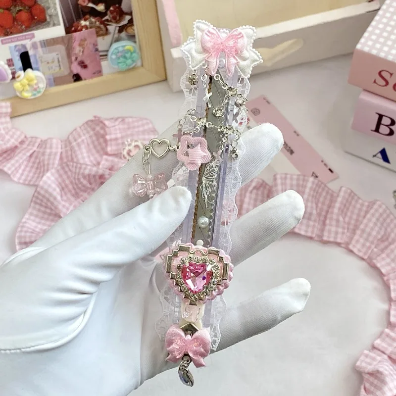 Lindo abridor de cartas espada Retro japonés Color rosa estilo corazón arco Stat caja cortador dulce papelería álbum de recortes cuchillo de utilidad