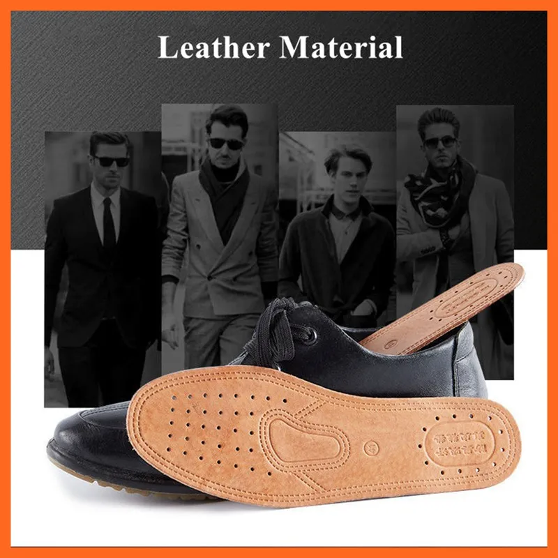 1 Pair Comfortable Deodorant Casual Leather Insole Cowhide Insoles for Shoes Men Feet Quality Genuine Leather Flats Shoe Sole