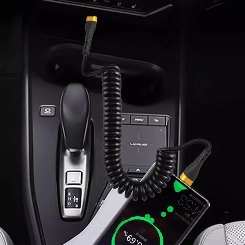 PD 120W Type C To Type C Cable 5A Fast Charge USB C Spring Car Charger Cable For iPhone 15 Series Xiaomi 12 Samsung S23 Macbook