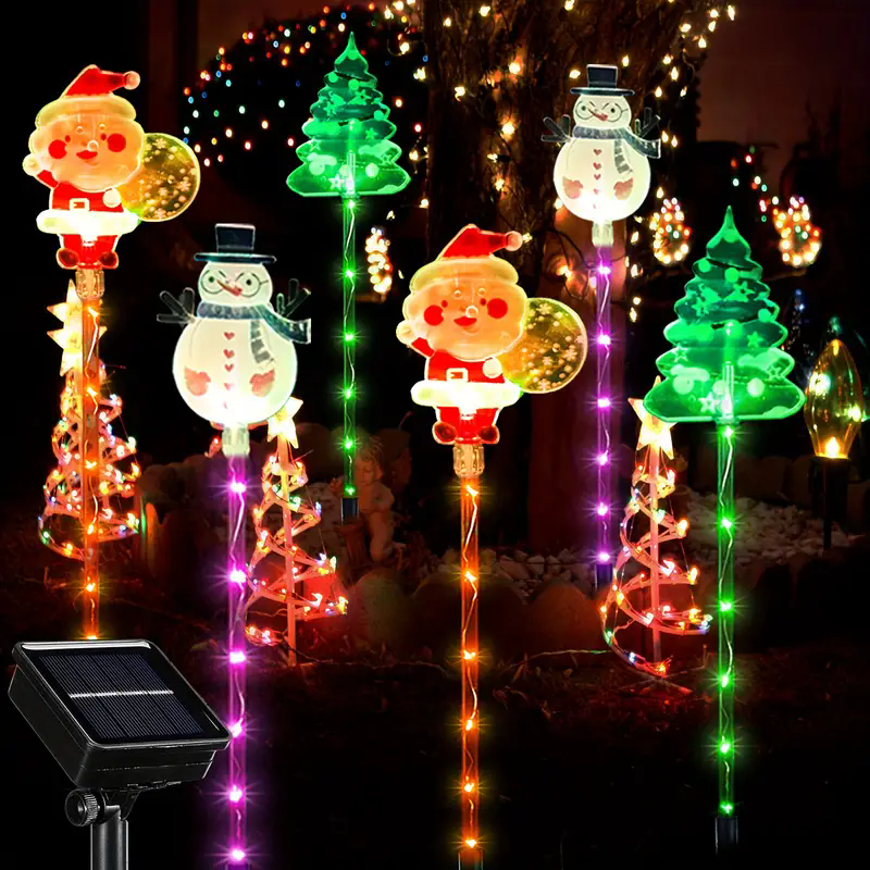 6 uds luces de estaca de Navidad con energía Solar decoración navideña luces LED al aire libre impermeable jardín pasarela vacaciones 870