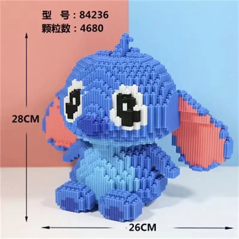 New Disney Building Block Stitch Giant Stitzer Assembly ของเล่นเด็กของขวัญวันเกิดปริศนาเดสก์ท็อปตกแต่ง Fast การจัดส่ง