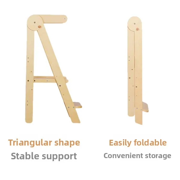Torre de aprendizaje plegable, taburete de mano y pie para bebé, mesa de lavado para niños, taburete con reposabrazos ajustable de madera maciza