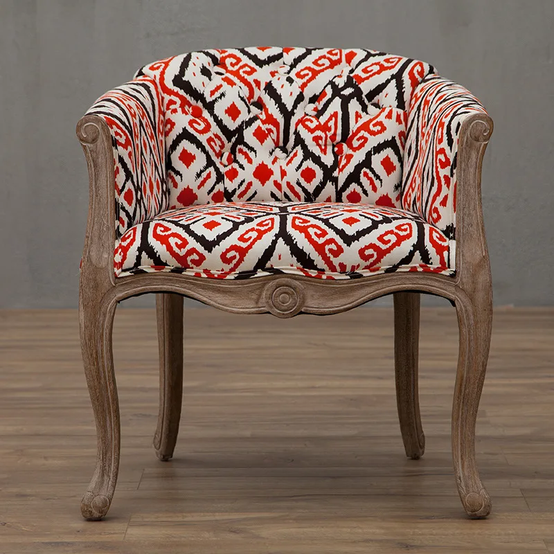 Silla de sofá de ocio, silla de comedor antigua de madera maciza, silla de comedor de hotel europeo, sofá de ocio para sala de estar, personalización de soporte