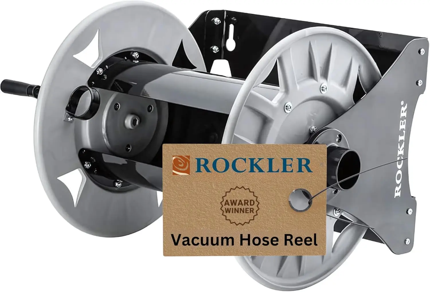 Vacuum Hose Reel - Holds 40' of 1-1/2'' Vacuum Hose Extension Reel w/Steel Frame - Adjustable Tension Knob,