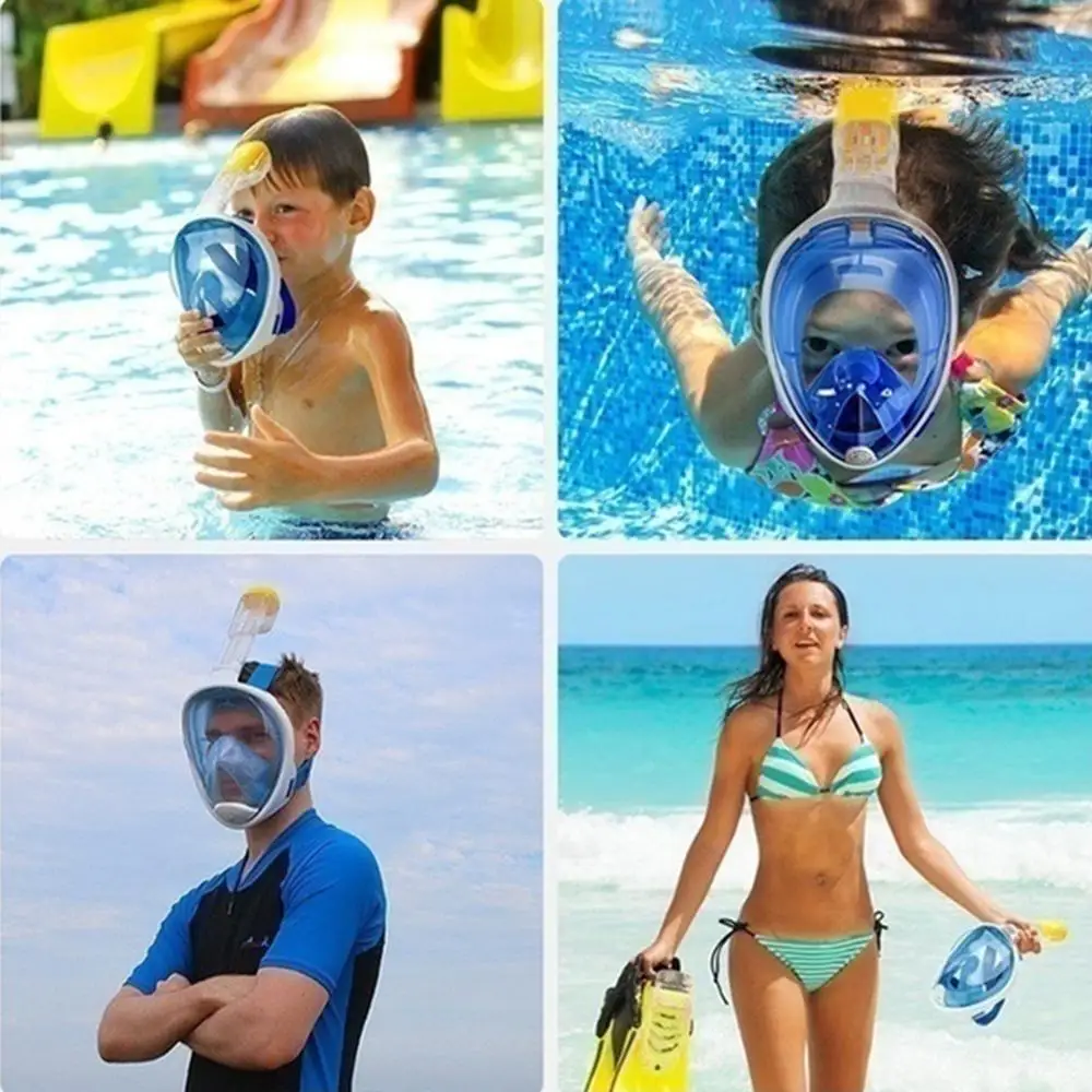 ใต้น้ํา Scuba Anti Fog หน้ากากดําน้ําแบบเต็มหน้าดําน้ําดูปะการังหน้ากากทางเดินหายใจปลอดภัยอุปกรณ์ว่ายน้ํากันน้ําสําหรับเด็กผู้ใหญ่