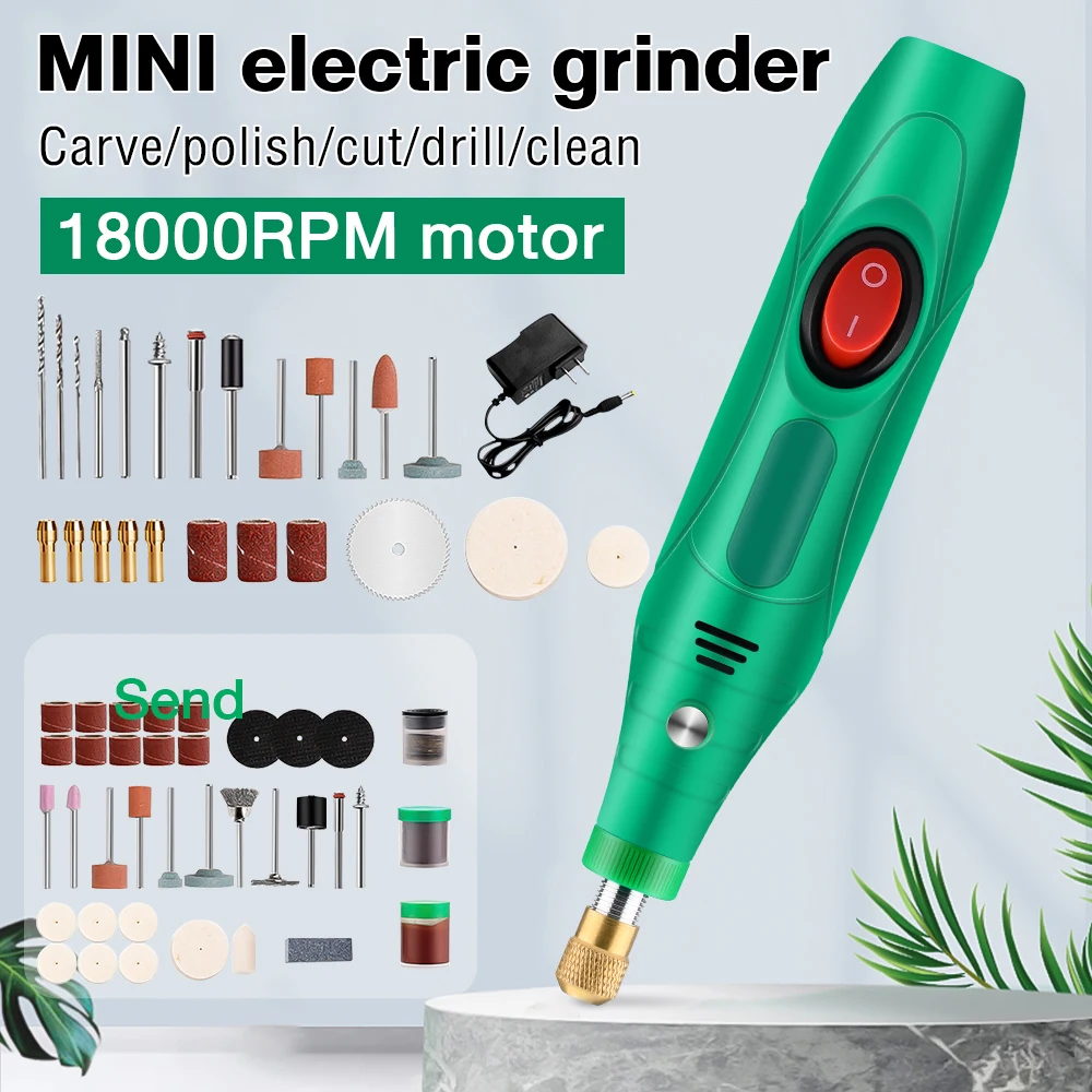 12V 18000r Polishing Machine Electric DIY Grinder Engraving Pen Grinder Cordless Micro Rotary Tools Drill For Jewelry Metal