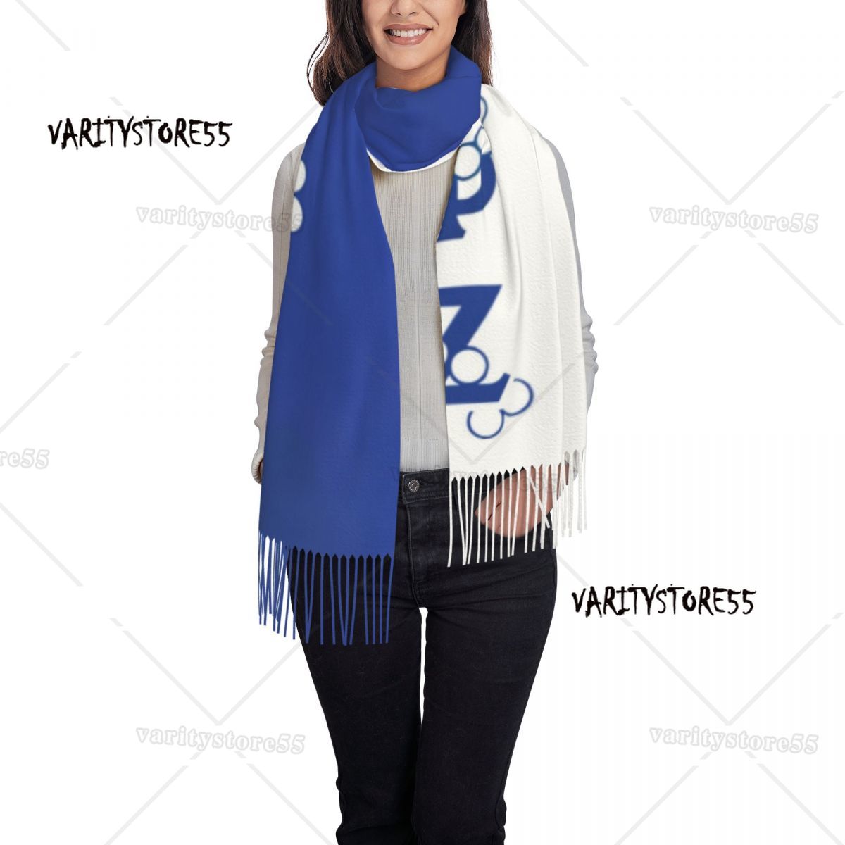 Dame große Zeta Phi Beta Logo Schals Frauen Winter Herbst weiche warme Quaste Schal Wraps Zob Sorority Schal