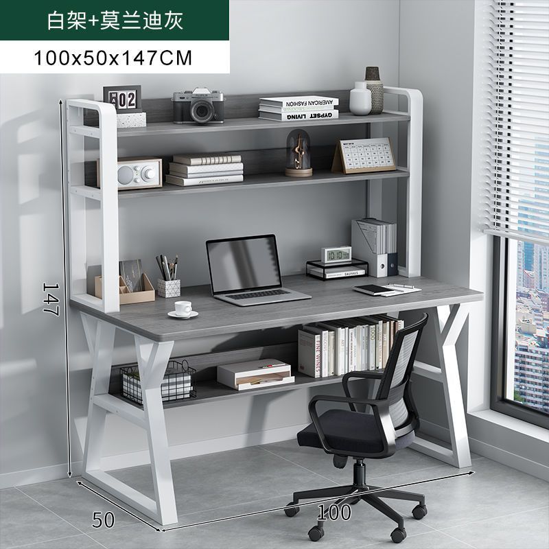 Computertisch mit Stauraum, Bücherregal, Büro-Workstation, Organizer, Schreibtisch für Zuhause, Studenten, Profis, Länge 100/120 cm