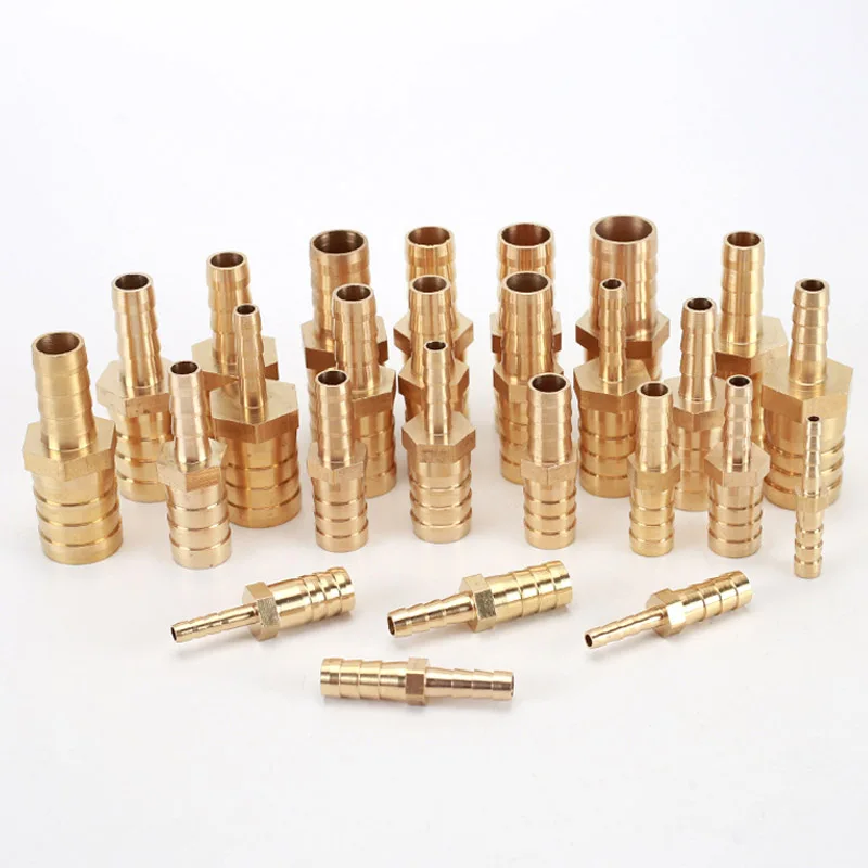 Full-size Brass 2 Way Barbed Pipe Fitting Reducer/Equals Straight Connector Pagoda Hose Barb OD 2.5 3 4 5 6 8 10 12 14 16-32mm