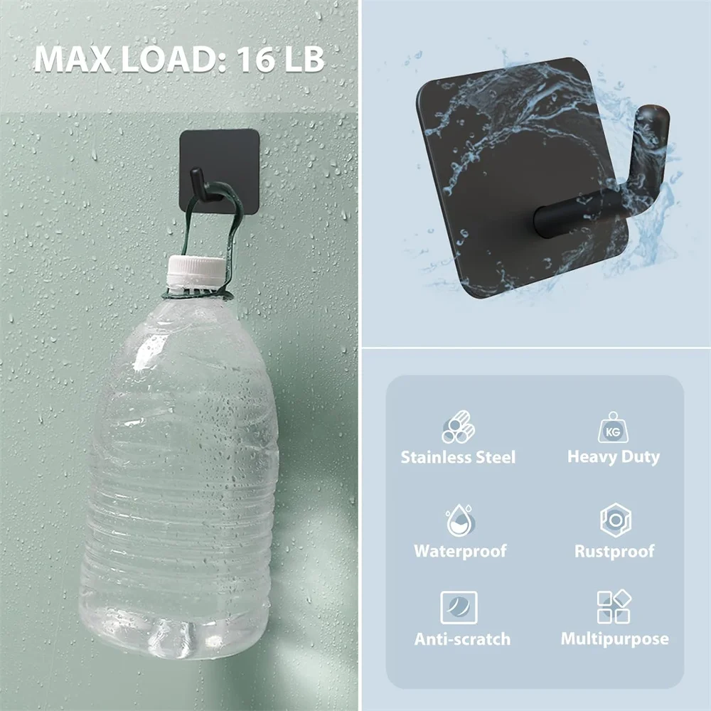 Gancho adhesivo de acero inoxidable SUS304, ganchos de pared autoadhesivos, soporte de almacenamiento resistente al agua, ganchos para toallas