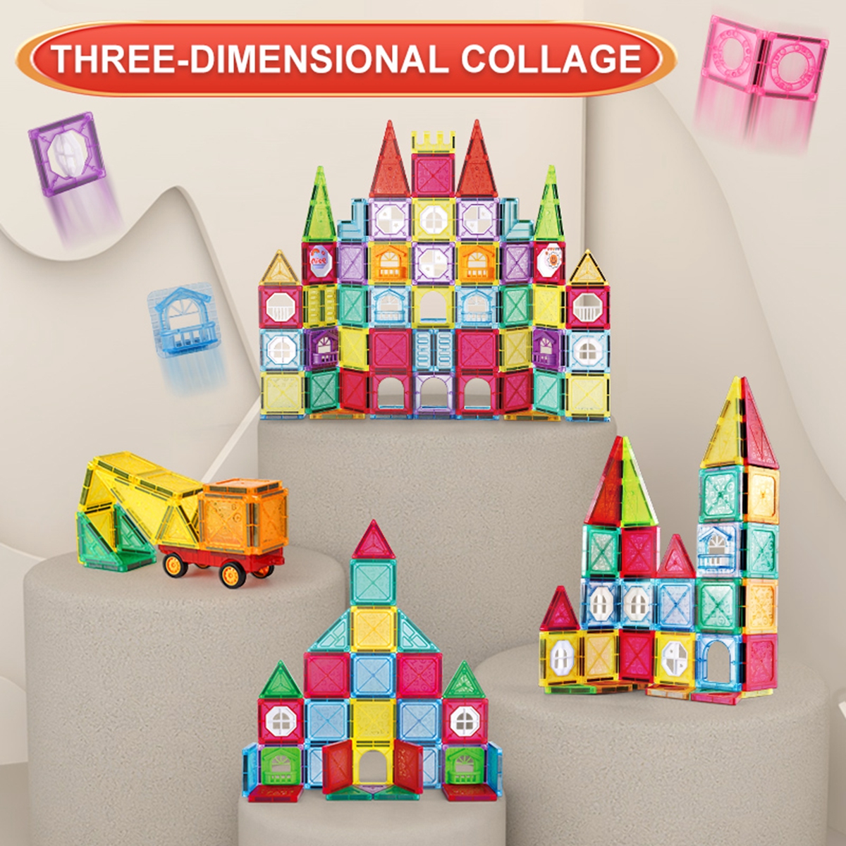 Telhas magnéticas para crianças de 3 a 5 e 4 a 8 anos, brinquedos magnéticos para 3 4 5 6 7 8 + anos, meninos, meninas, crianças, blocos de construção magnéticos, preschoo