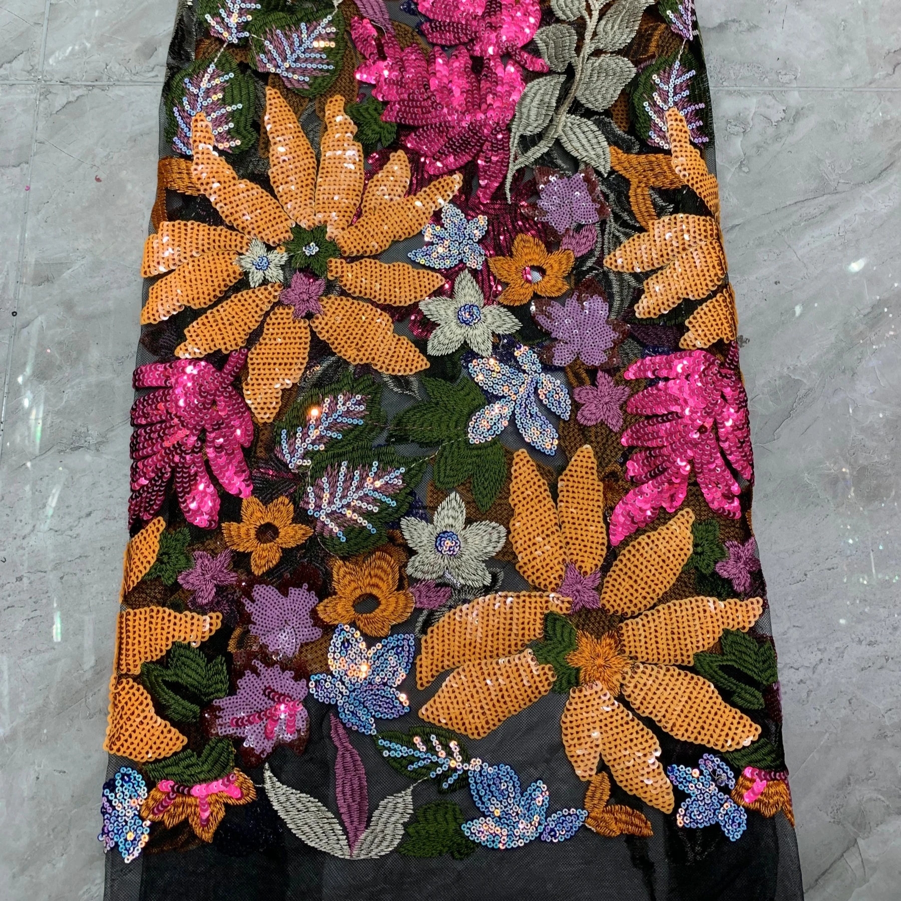 Materiales de tela de lentejuelas florales para vestidos de novia y vestidos de fiesta, tela bordada de lentejuelas para diseño