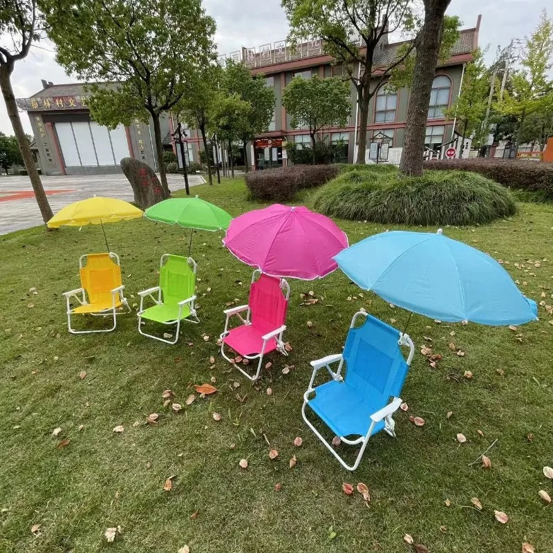Venda quente crianças cadeira de praia com guarda-chuva metal tecido aço inoxidável conjunto mesa moderna e cadeiras de praia para crianças 	   c