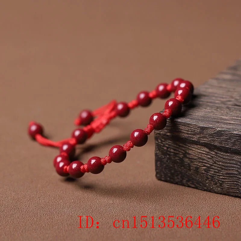 Maßgeschneidertes natürliches rotes Zinnober-Armband mit 6 mm Perlen, Jade, rund, Handweberei, Schmuck, Mode, Mann, Frau, Glücksamulett, neu