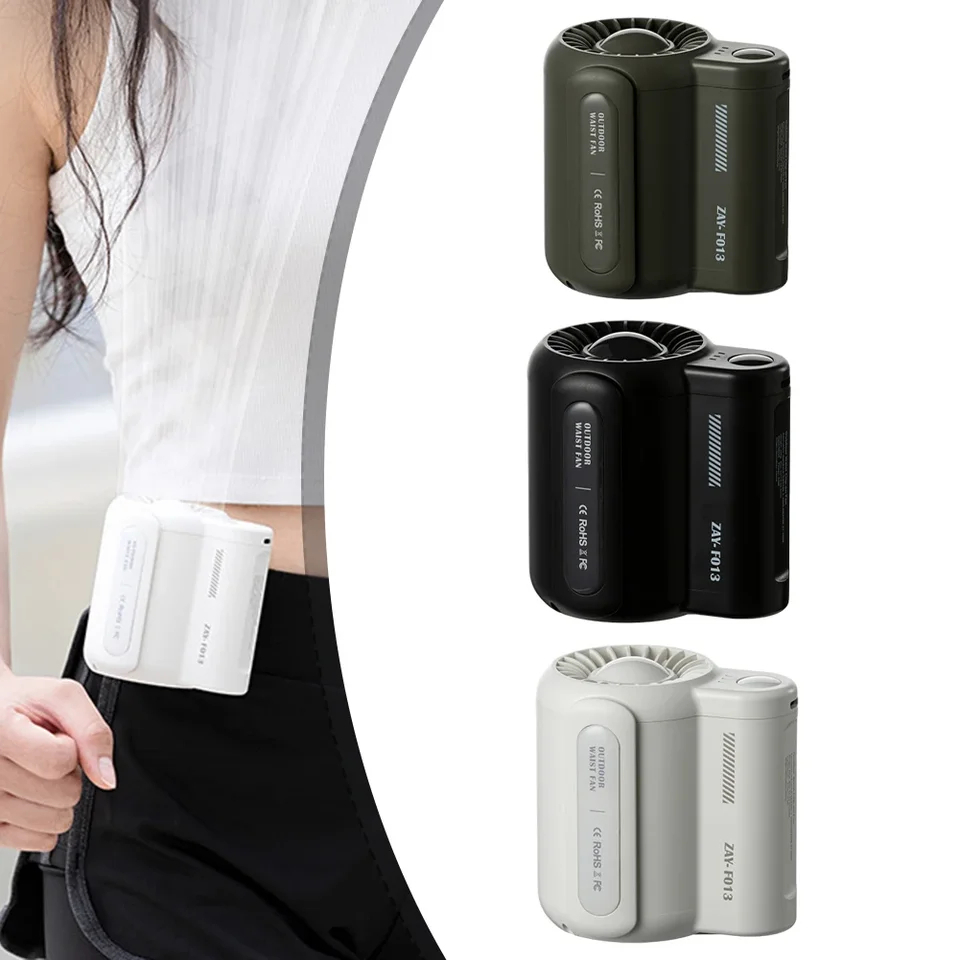 Tragbarer wiederaufladbarer Taillenventilator, Mini-persönlicher Sommer-Kühlventilator für Reisen, Outdoor-Sport, mit 4500 mAh Akku