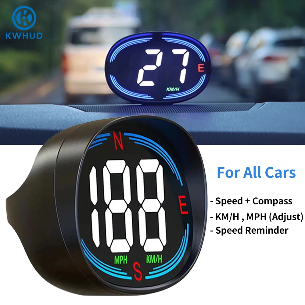 KWHUD H2 HUD Head Up Display GPS velocímetro Digital para medidor de velocidad de coche MPH KM/H USB Plug & Play dispositivos electrónicos para automóviles