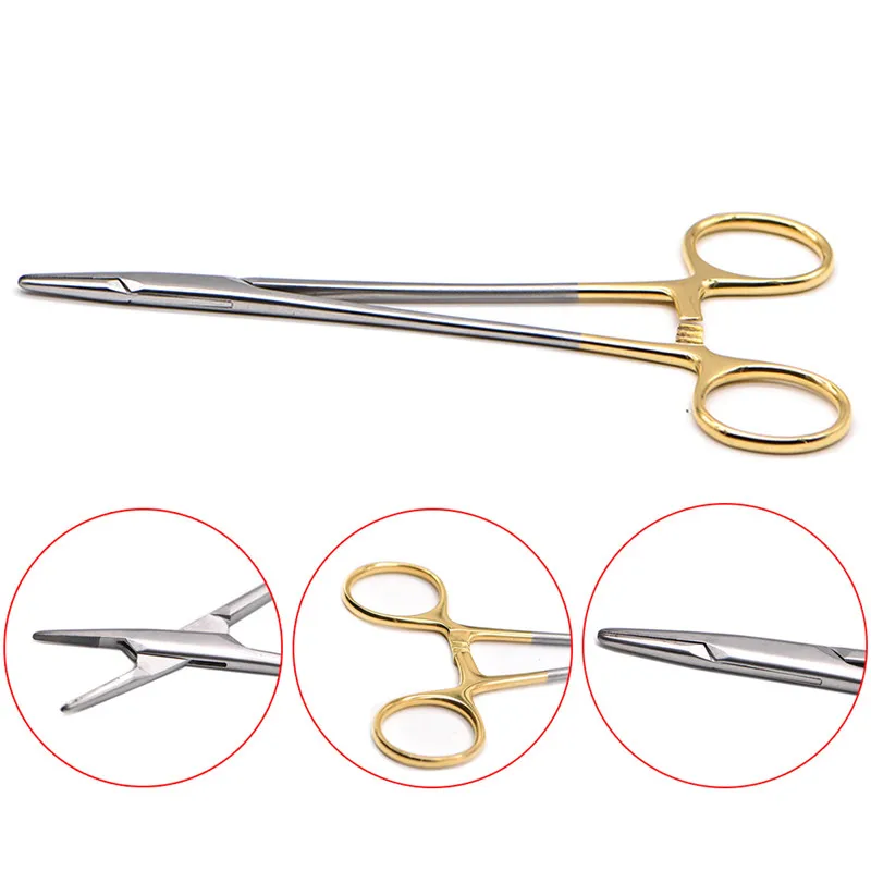 Alicate porta-agulha dentária, cabeça tc alemã, reutilizável, aço inoxidável, alça banhada a ouro, fórcep ortodôntico, instrumento cirúrgico, 1 peça