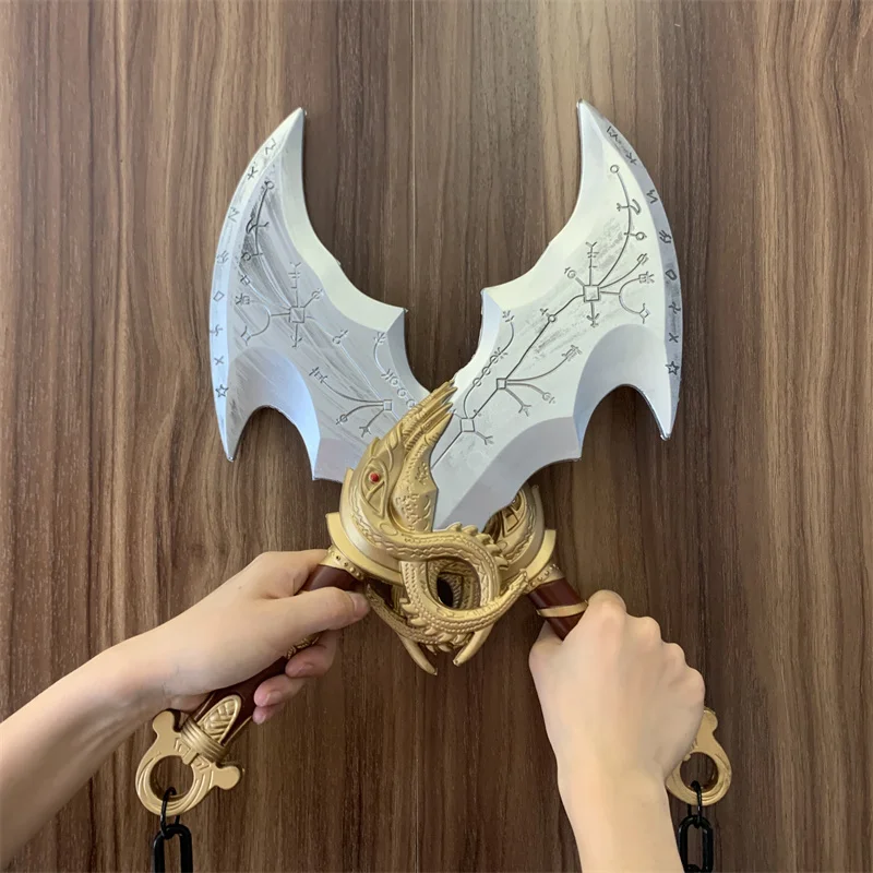 God of War 4 Athena ใบมีด Tomahawk Chained คอสเพลย์ขวาน Prop อาวุธบทบาทเล่น Ghost Leviathan Chaos ขวานความปลอดภัย PU รุ่น