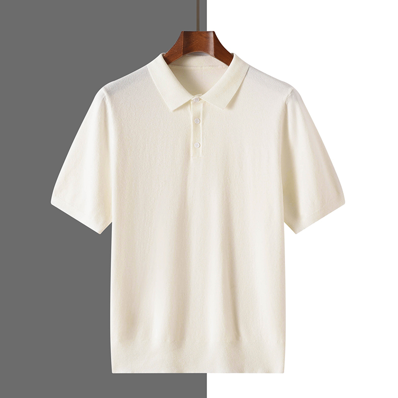 2025 Klassieke Polo Hals T-shirt Trui Mannen Truien Wol Lyocell Blend Trui Korte Mouwen Cool Hoogwaardige Kleding Tops