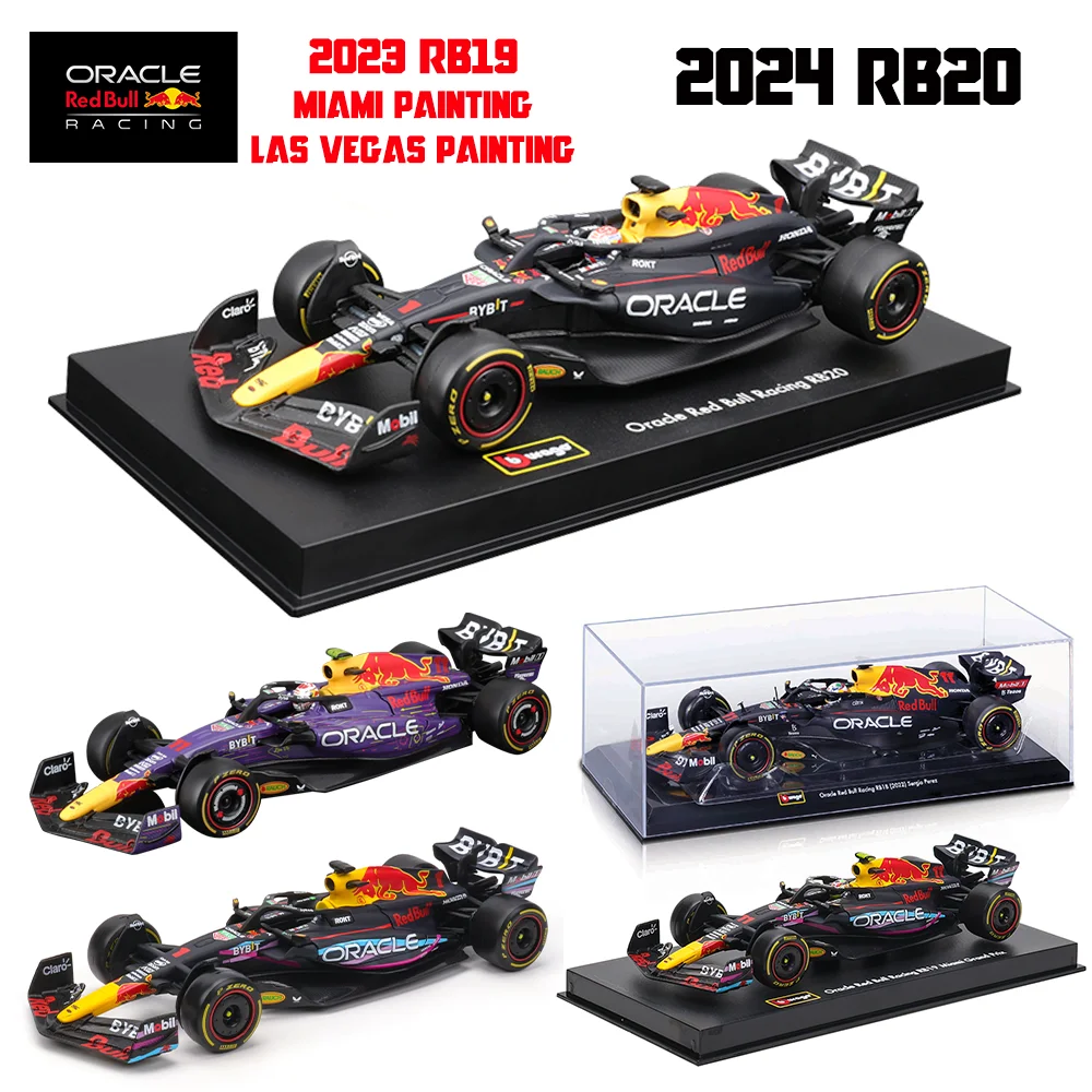 Bburago 1:43 2024 RB20 F1 Red Bull Racing TAG Heuer 2023 RB19 Miami # 1. Verstappen # Odlewany model samochodu ze stopu Perez 11, model zabawki