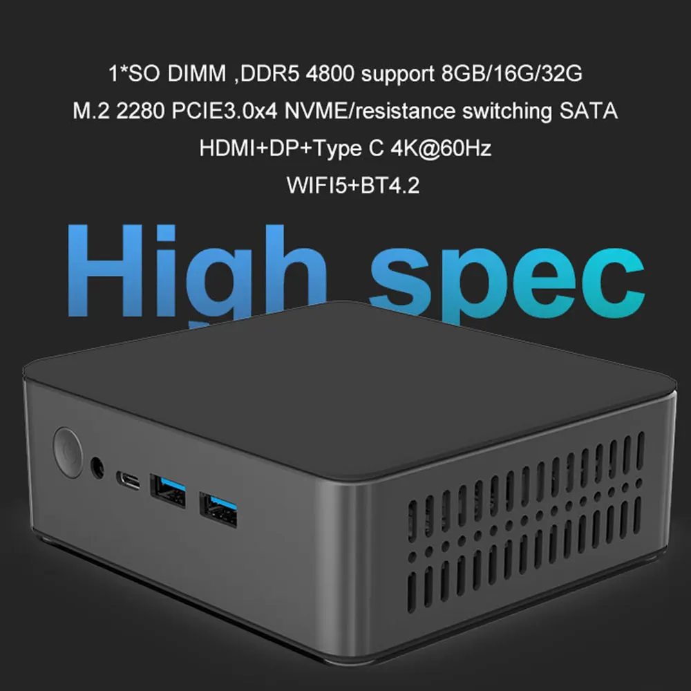 2025 MicroData Mini PC N5A 512G 1TB, Intel i5-12450H CPU a 8 core e 12 fili, DDR5 4800 WIFI5, Win 11 Pro M.2 NVME SSD PC Gamer