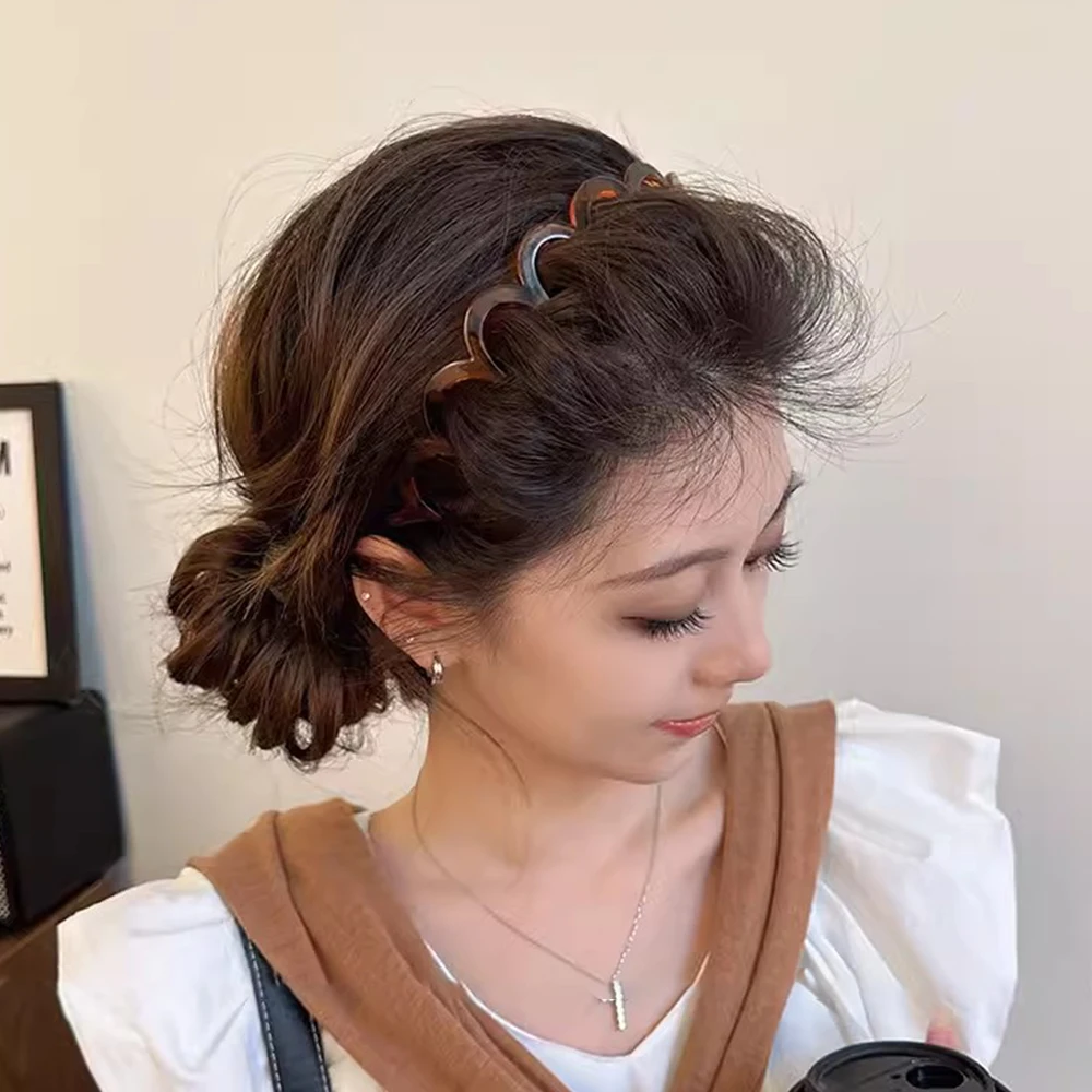 1 pçs feminino pente de cabelo antiderrapante bandana de plástico em forma de u aros de cabelo dentes fixos macios topo faixas de cabelo headwear acessórios para o cabelo