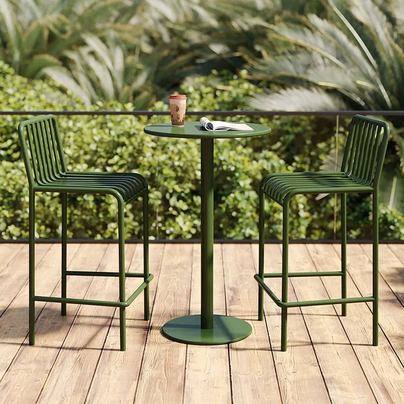 Ferro moderno cadeiras altas lounge ao ar livre jardim pátio recepção único relaxante bancos de barra moda taburetes de bar móveis