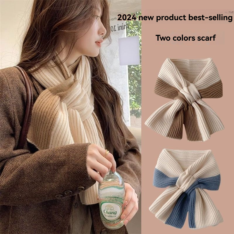 Bufanda nueva para mujer, calidez de otoño e invierno, hilo de punto cruzado, cuello versátil, moderno y bonito para niña, 2024