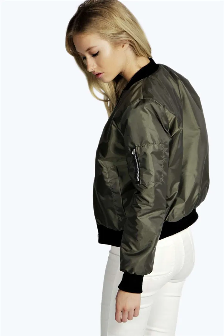 Herfst Nieuwe Korte Jassen voor Vrouwen Vintage High Street O-hals Bomberjack Vrouwelijke Mode Rits Lange Mouw Jas Vrouw