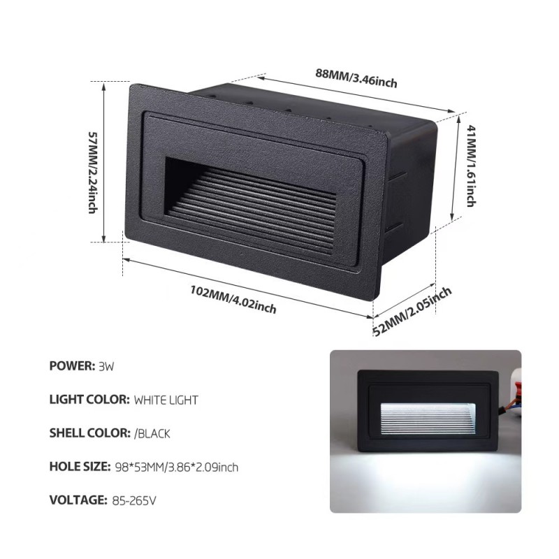 โคมไฟติดผนัง LED 3W กันน้ํา IP65 Step Light โคมไฟในร่ม/กลางแจ้งบันไดโรงแรม Corridor Night Lighting AC110V-240V 220V