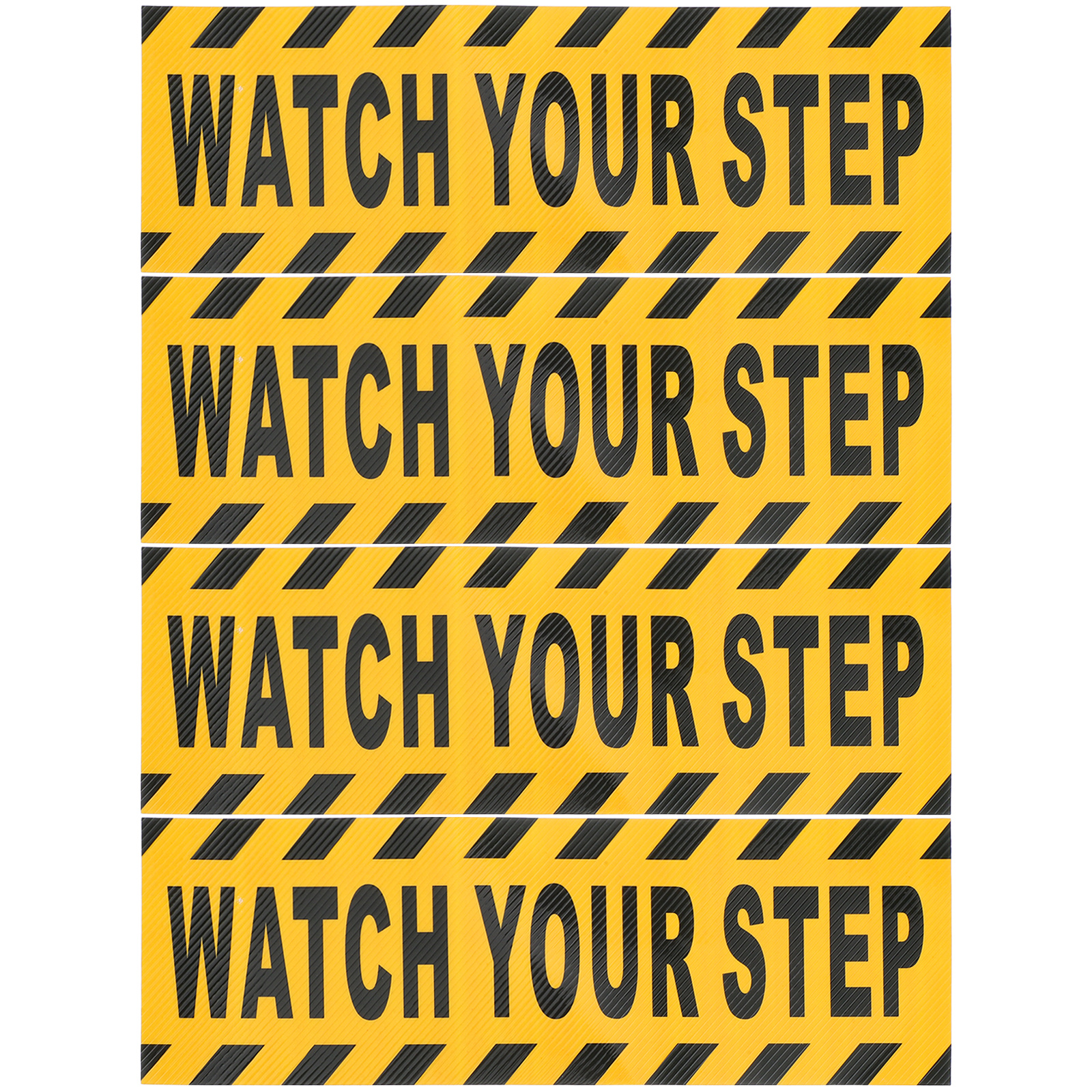 4Pcs Easy Install Watch Your Step Floor Stickers Black Yellow Anti Slip Decals Safety Caution Tape for Schools Offices