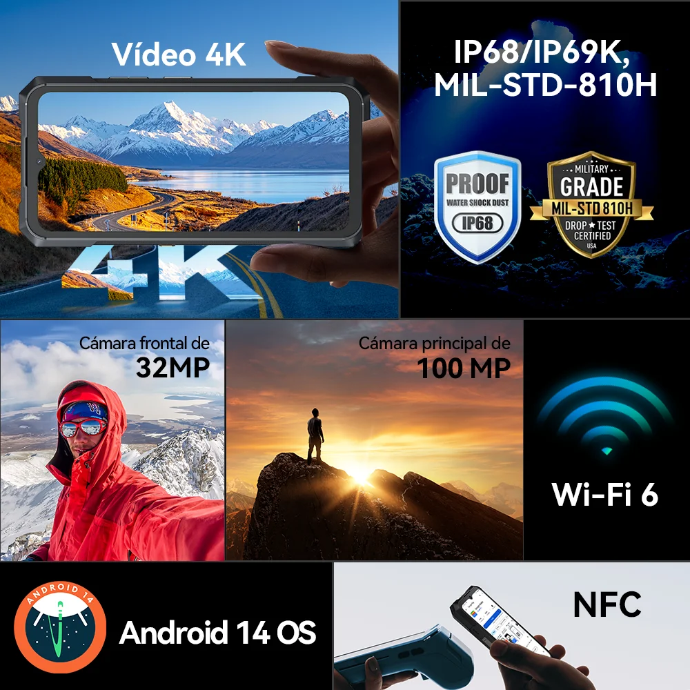 CUBOT KINGKONG X, Smartphone 5G, 32GB de RAM (16GB + 16GB extendido), 256/512GB de ROM, 10200 mAh, pantalla de 6.583" 120 Hz, cámara de 100MP, NFC phone, telefonos movil [Envío desde almacén europeo, Entrega en 7 días]