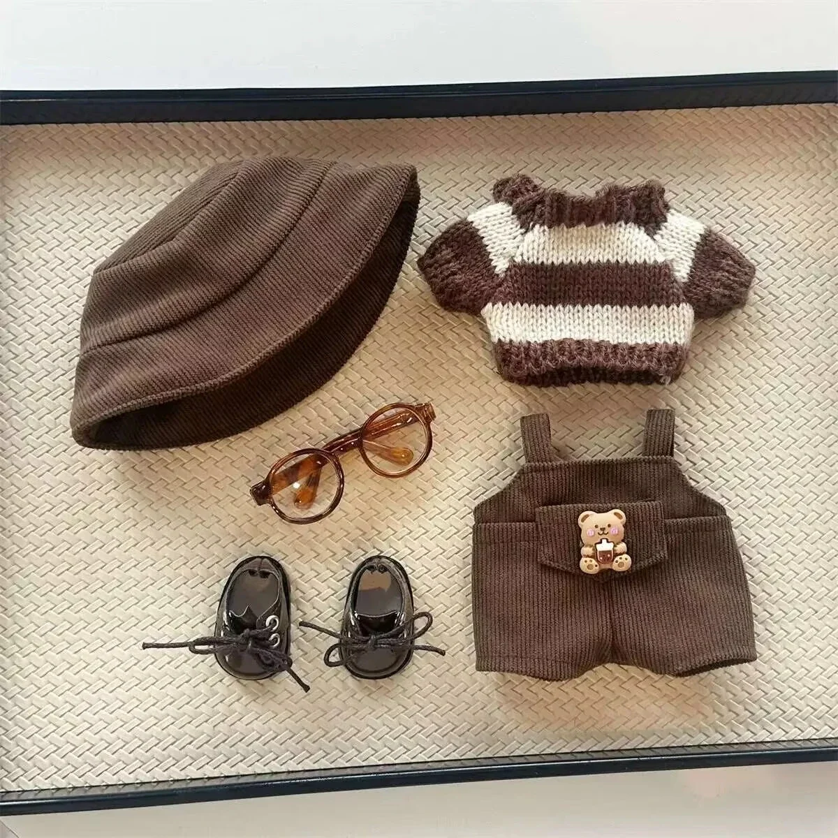 Roupa de pelúcia Labubu de 17 cm |   Conjunto de roupas fofas Macaron com acessórios para cabelo DIY |   Roupas de boneca da moda V1-V2 para presente infantil