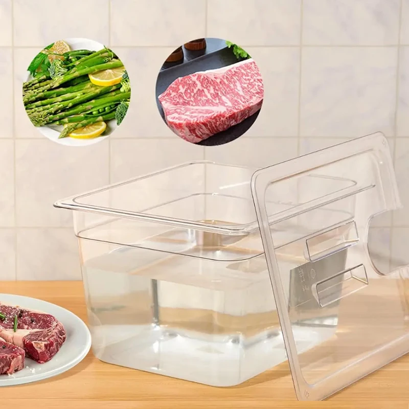 Pojemnik 11 litrów/12 kwart z pokrywką, bez BPA, spożywczy, do prawie wszystkich urządzeń do gotowania podciśnieniowego sous vide, akcesoria.