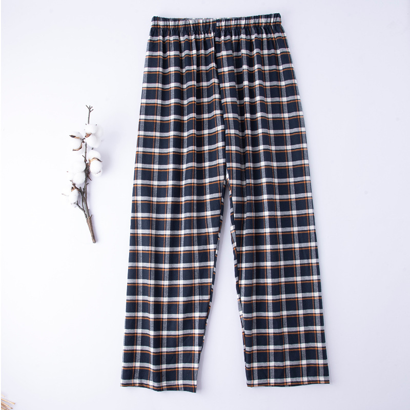 Herren-Pyjama aus Baumwolle mit Karomuster, lange Schlafhose, lässige, lockere Hose, Loungewear, gemütliche, weiche, atmungsaktive Schlafhose, Nachtwäsche