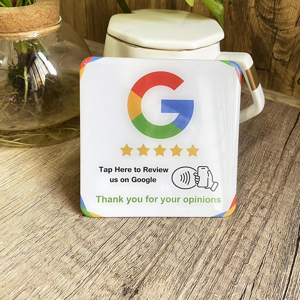 3,93 "X 3,93" Instagram Facebook Google Tripadvisor Trustpilot revisión NFC Tap Card Sign placa epoxi autoadhesiva adhesiva